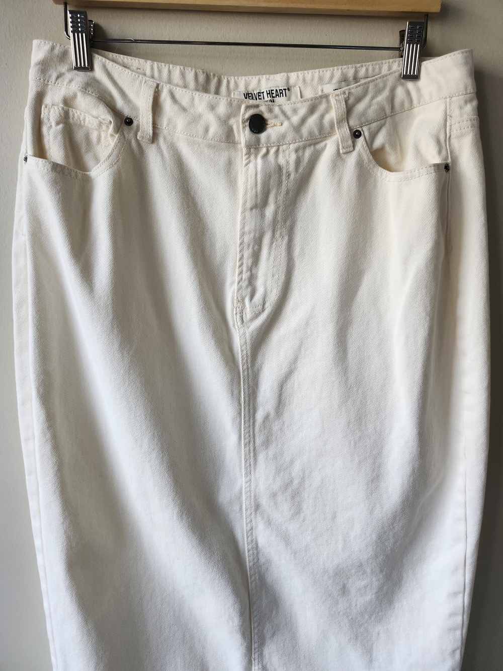 Velvet Heart White Denim Midi Skirt - Picture 5 of 9
